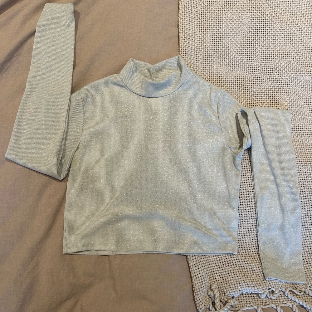 H&M Elegant Silver High-Neck Top